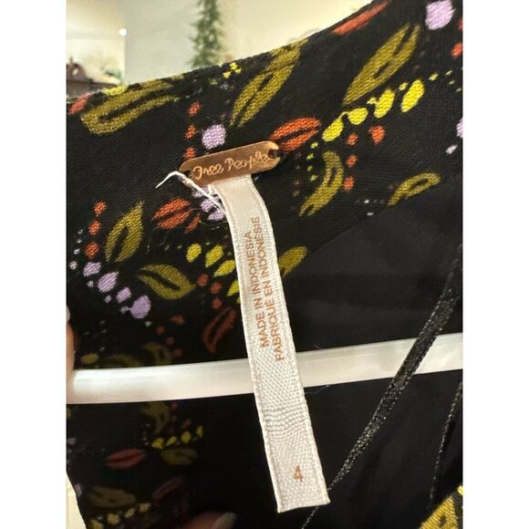 Free People Meet Virginia V-Neck Romper in Black Combo Size 4, New With Tags - Picture 5 of 10